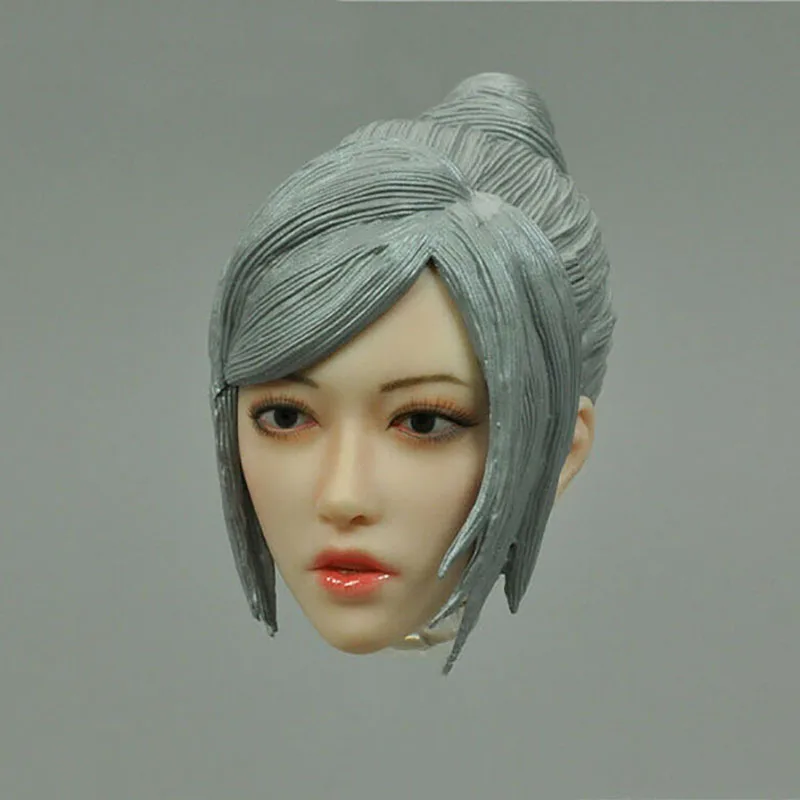 

1/6 SET044 Girl Head Sculpt Sliver Hair Female Soldier Head Carving Model Fit 12'' Action Figure Dolls