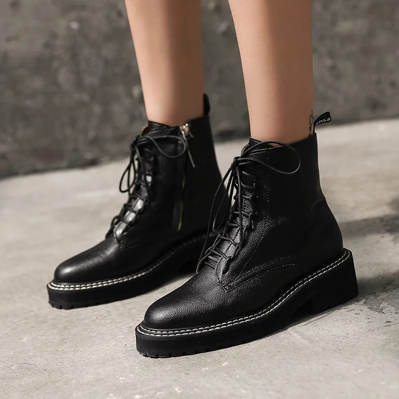 Ботинки martin в Корейском стиле женские ботинки на низком каблуке Новинка 2019 года