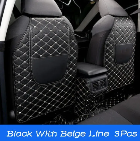 Beige Line 3Pcs Автомобиль все включено заднее сиденье анти-Kick Pad задняя спинка сиденья Крышка B столб защитный коврик для Toyota RAV4 RAV-4 - Название цвета: Beige Line 3Pcs