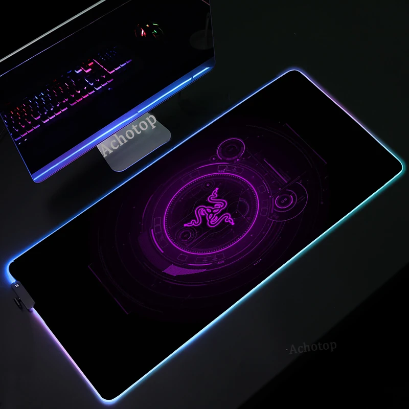 

Razer Logo RGB Gaming Mouse Pad Computer Gamer Mousepad PC Laptop Keyboard Desk Carpet Large Game xl LED Anime Mouse Mat Rugs