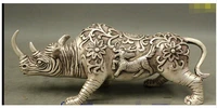 10 sculpture of rhinoceros silver carved dragon kylin ferocity rhino white copper statue sculpture decoration factory outlets