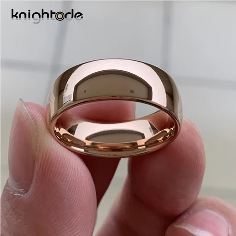Кольцо обручальное из карбида вольфрама для мужчин и женщин, классическое кольцо цвета розового золота с отполированной отделкой, ширина 8 мм, 6 мм