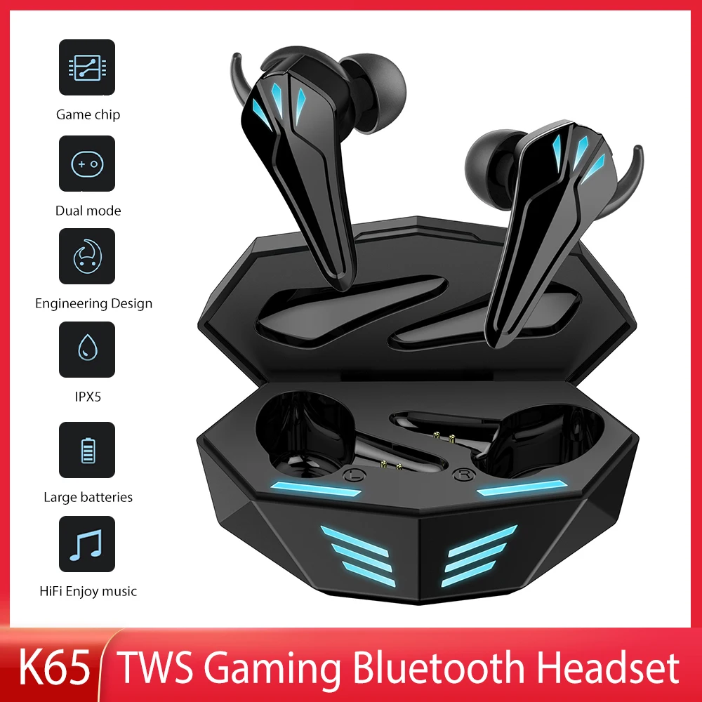 

TWS Wireless Earphones with Microphone Dual Mode Bluetooth 5.0 Stereo Sound Headphones for Smartphone Gaming