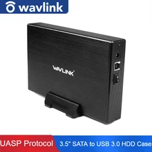 Wavlink Aluminum 3.5 inch Hard Drive Enclosure USB 3.0 to SATA HDD SSD Case/Box UASP Protocol Up 10TB  External USB3.0 HDD Case