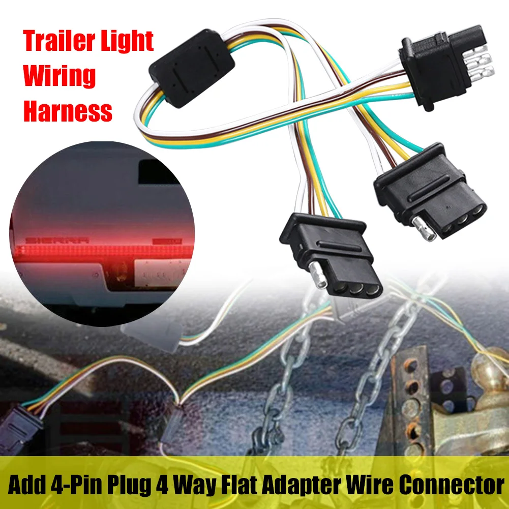 

6-24V 4 Pin Flat Trailer Plug Socket Wiring Connector Adapter for Caravan Towbar Towing Accesorios Automovil