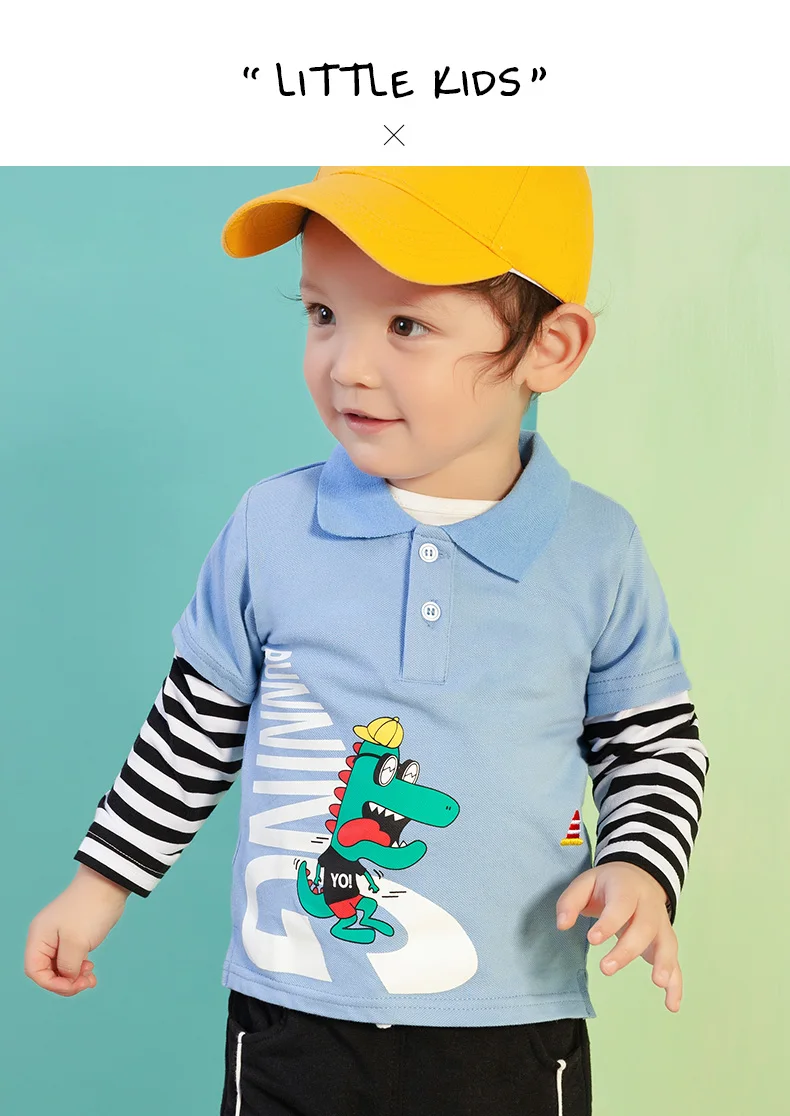 

Baby spring and autumn new long-sleeved T-shirt boy fashion cartoon POLO shirt tops girls casual stitching bottoming shirt