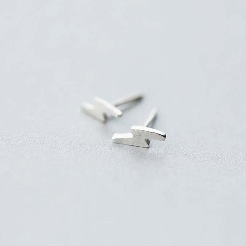 

925 Sterling Silver Old Silver Craftsman Handcrafted Wire Drawing Lightning Simple Classic Trendy Women's Earrings