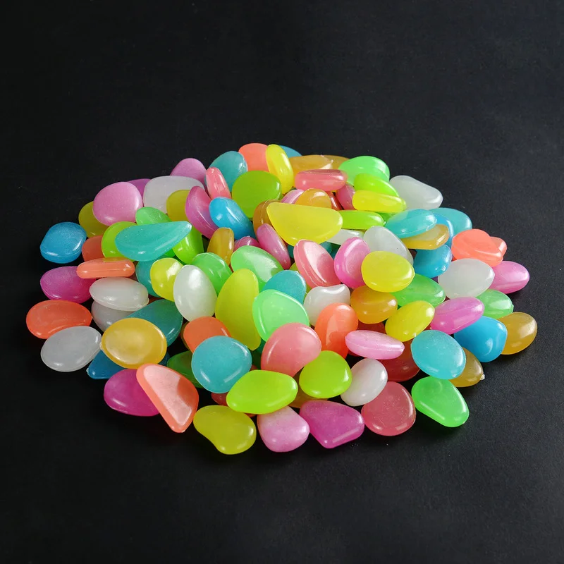 

100Pcs Garden Decor Luminous Stones Glow In Dark Decorative Pebbles Outdoor Fish Tank Decoration Pebble Rocks Aquarium Mix Color