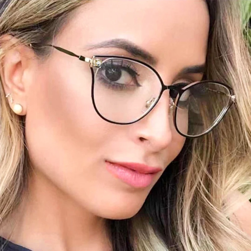 

2020 New Cat eye half frame glasses frame fashion brand designer transparent glasses female vintage clear lens spectacle
