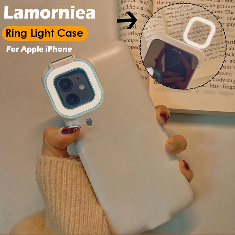 

Fill Cell Phone Case For iPhone 12 Pro 11 Light Fill Light Selfie Beauty Ring Flash Phone Case For iPhone 6 6S 7 8 Plus X XS XR