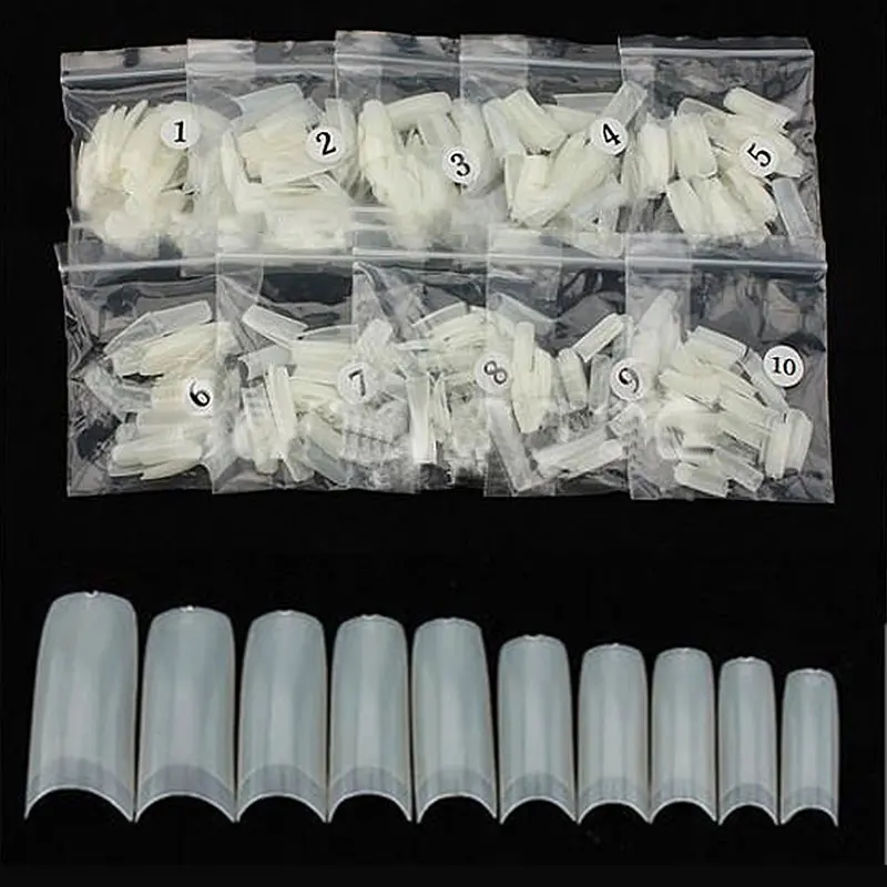 

500Pcs Manicure Tool DIY Art Nail Decor French Acrylic Fake Nail Long C Curve Nails Extension Artificial Nail Half Full Cover