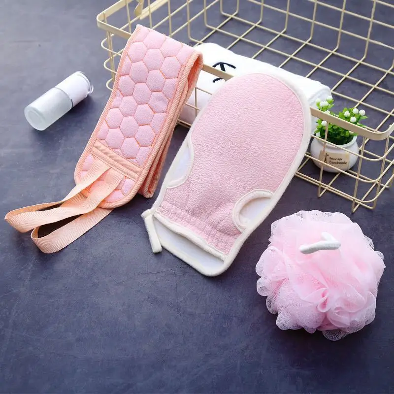 

3Pcs/set Bath ball Bath For Peeling Exfoliating Mitt Body Brushes Back Brush Rubbing Back Bath Towel Household Clean Shower