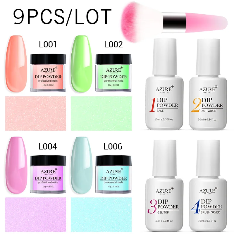 Modelones 9 шт./лот красочные погружения ногтей порошковый флуоресцентный Dip система