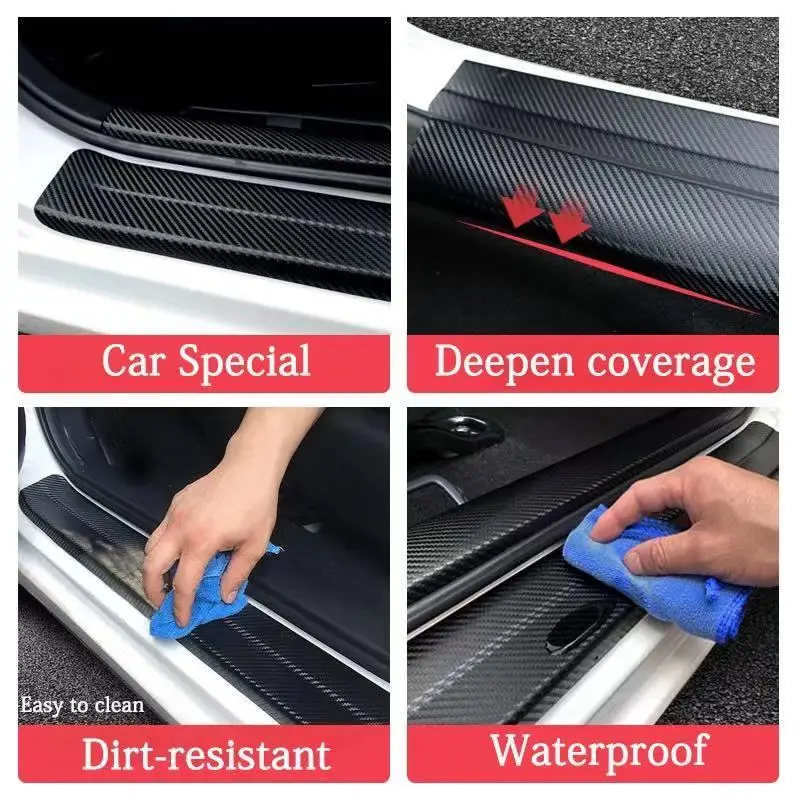 

4pcs Car Door Sill Leather Decals For renault duster clio captur megane 2 3 Car Door Sill Plate Pedal Cover Trim Car Accessories