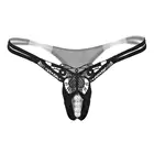 Стринги женские кружевные с вырезами и искусственным жемчугом