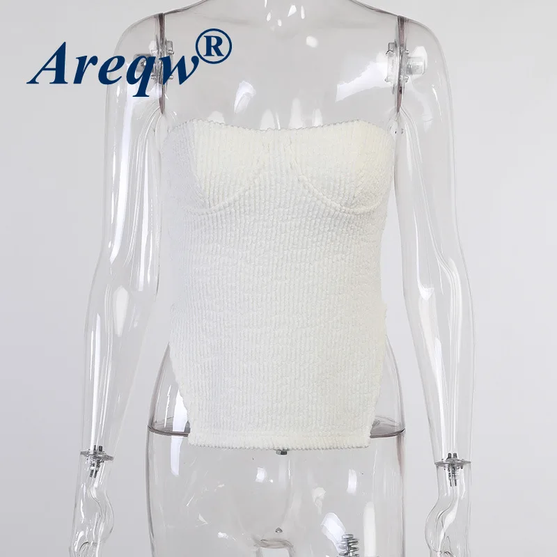 Show Chest Tube Top Blouse Spring Pastoral Ins Style Solid Color Word Collar Tube Top