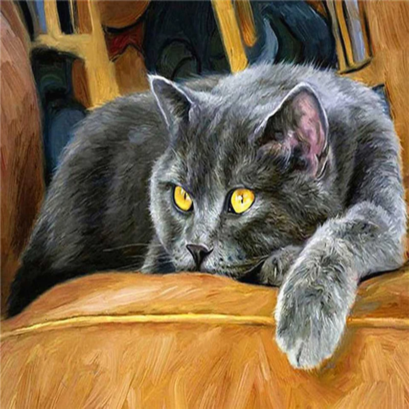 Алмазная живопись 5D &quotсделай сам&quot мозаика кот тигр картина полная круглая