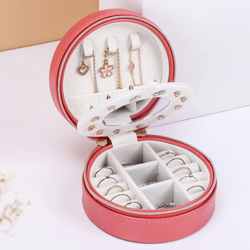 

Jewelry Box Portable Storage Organizer Earring Holder Zipper Women Jewelry Display Travel Case 110*52mm