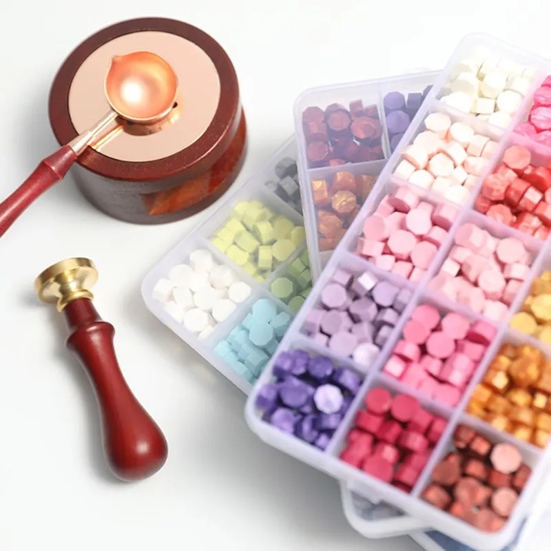 

Wedding Decoration Ancient Sealing Wax Stamp Making Tools Sealing Wax Box Set Seal Beans Stamp Beads for Vintage Craft Envelope