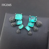 ffgems created emerald earrings synthetic gemstone fine jewelry for women lady engagement wedding party gift with box