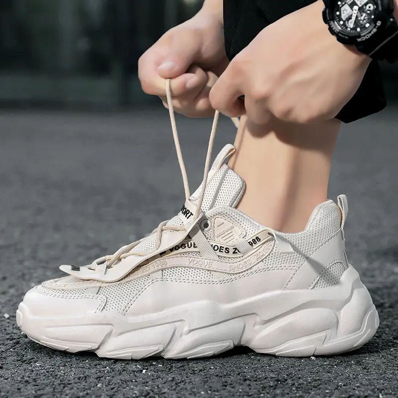 

Summer New Lace Up Breathable Sneakers Men Shoes Comfortable Casual Men Platform Old Daddy Shoes