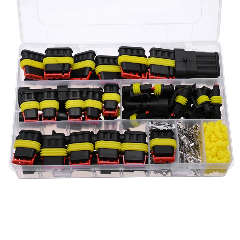 

26 Set Waterproof Car Auto Electrical Wire Connector Plug 1-4 Pin Way Plug Kit for Motocycle Truck Boat Car Accessories with Box