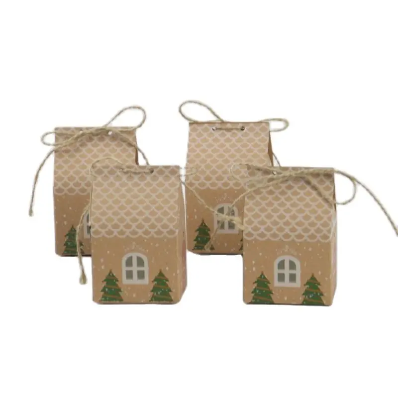 

Christmas Candy Bags House Shape Christmas Gift Box Cookie Bags Packaging Boxes Christmas Tree Pendants Party Decorations