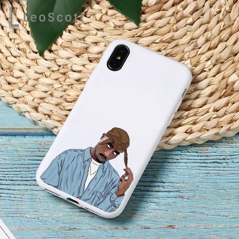

Rapper 2pac singer Phone Case Candy Color for iPhone 6 7 8 11 12 s mini pro X XS XR MAX Plus
