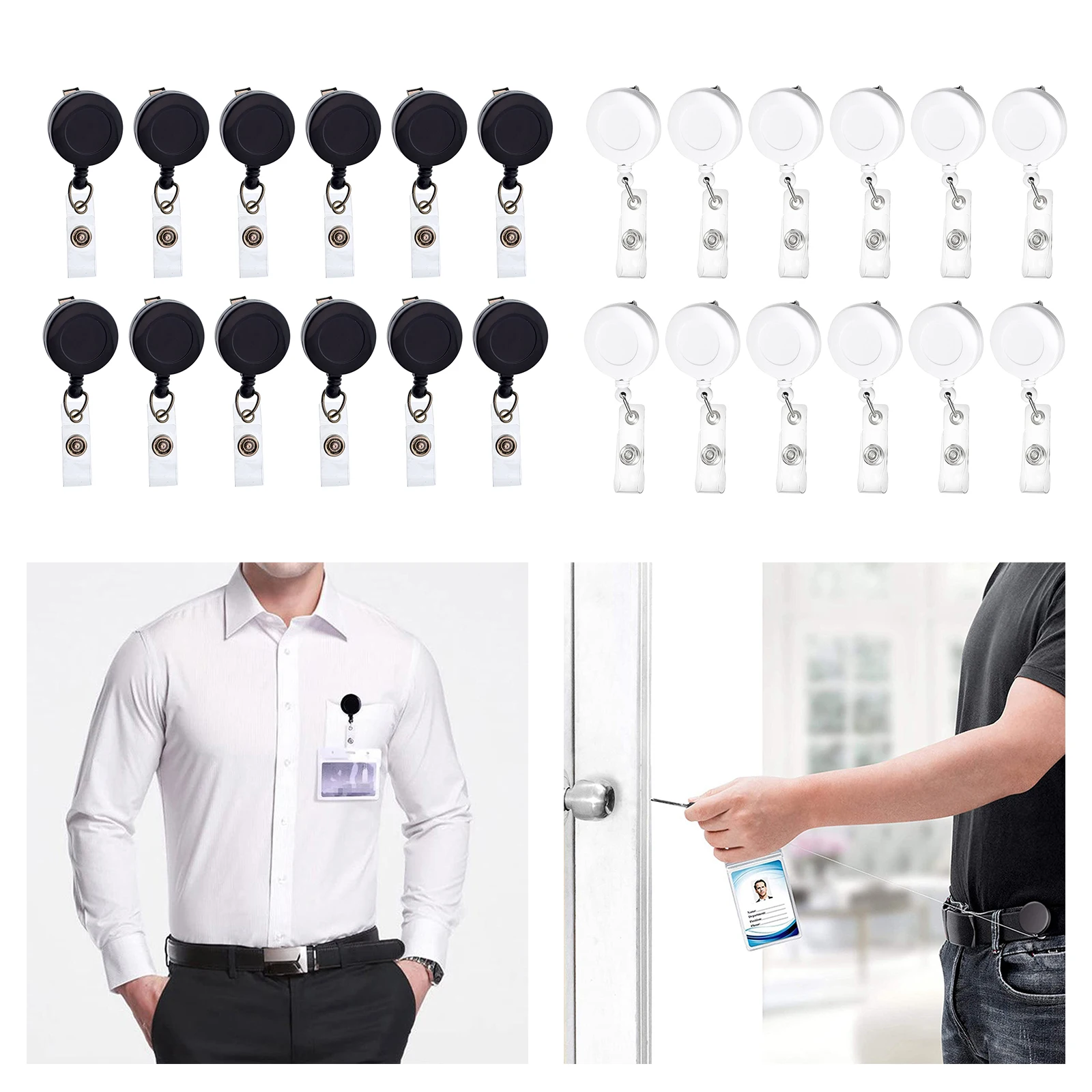 

12pcs Retractable Pull Key ID Badge Name Tag Cord Card Holder Reel
