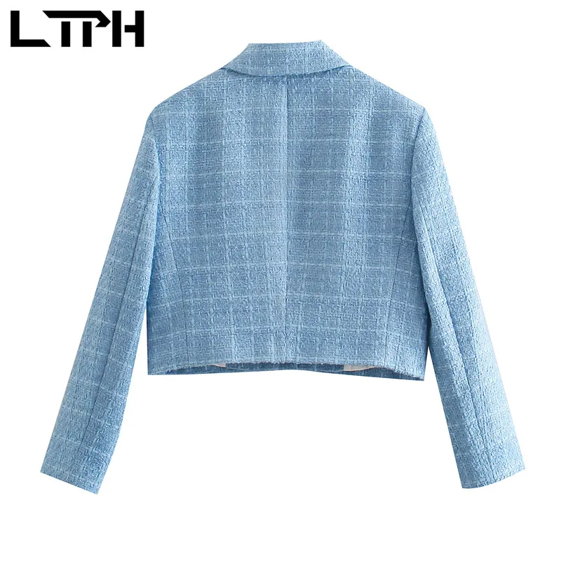 LTPH-Chaqueta corta de estilo inglés para mujer, traje con una hilera de botones, abrigo de manga larga, chaquetas de Tweed, primavera 2021