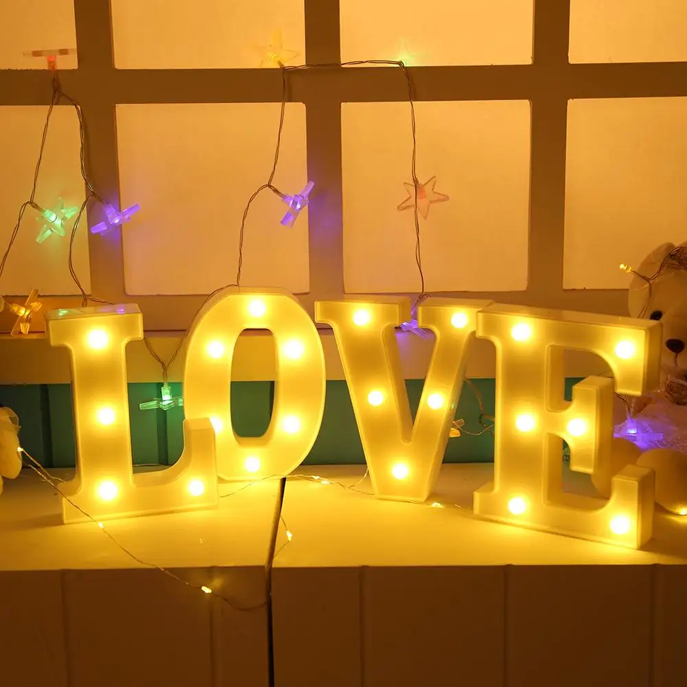 

3D 26 Letter Alphabet LED Light Marquee Sign Light Indoor Wall Hanging Night Lamp for Wedding Birthday Party Decor Night Light