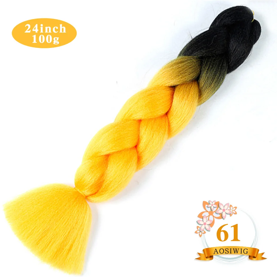 AOSIWIG 2" Ombre Jumbo синтетические плетеные волосы крючком 100 г/упак. афро оптом розовый синий фиолетовый синтетические волосы - Цвет: #24