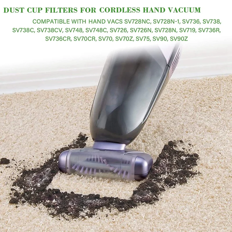 

6 Pcs Dust Cup Filters Replacement for Shark Cordless Handheld Vacuum SV780 SV75Z SV728N SV726N,Replaces Part XF769