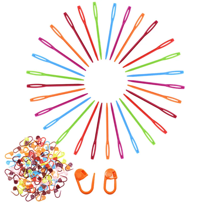 

100Pcs Locking Stitch Marker Colorful Plastic Knitting Crochet Locking Markers Crochet Needle Clip Hook Tool Sewing Accessories