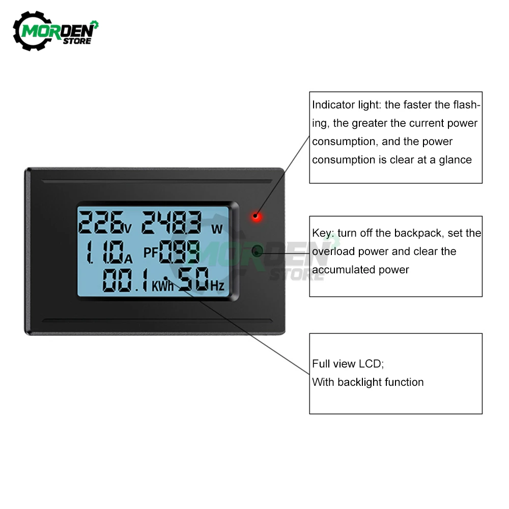 

Цифровой дисплей измеритель напряжения тока Амперметр AC 5A/1100W 10A/2200W 20A/4400W 100A/22000W Амперметр источник питания