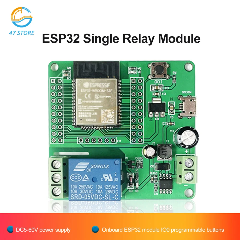 

ESP32-WROOM плата разработки с одним релейным модулем DC7-60V большой емкости 4M байт Flash micro USB 5V дропшиппинг оптовая продажа OEM