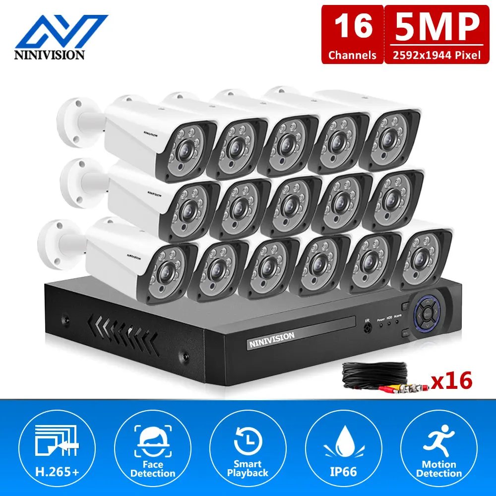 

HD 5MP 16CH H.265 Video Surveillance 16PCS Cameras Security Camera Set For CCTV Outdoor Surveillance Security Camera System