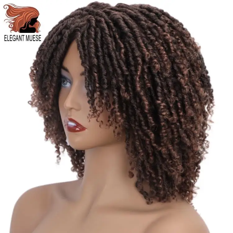 Elegant MUSES короткие синтетические парики для Для женщин 6 дюймов длинные мягкие Faux locs волосы парик с эффектом деграде(переход от темного к черный жук, вязанные крючком парики из косичек