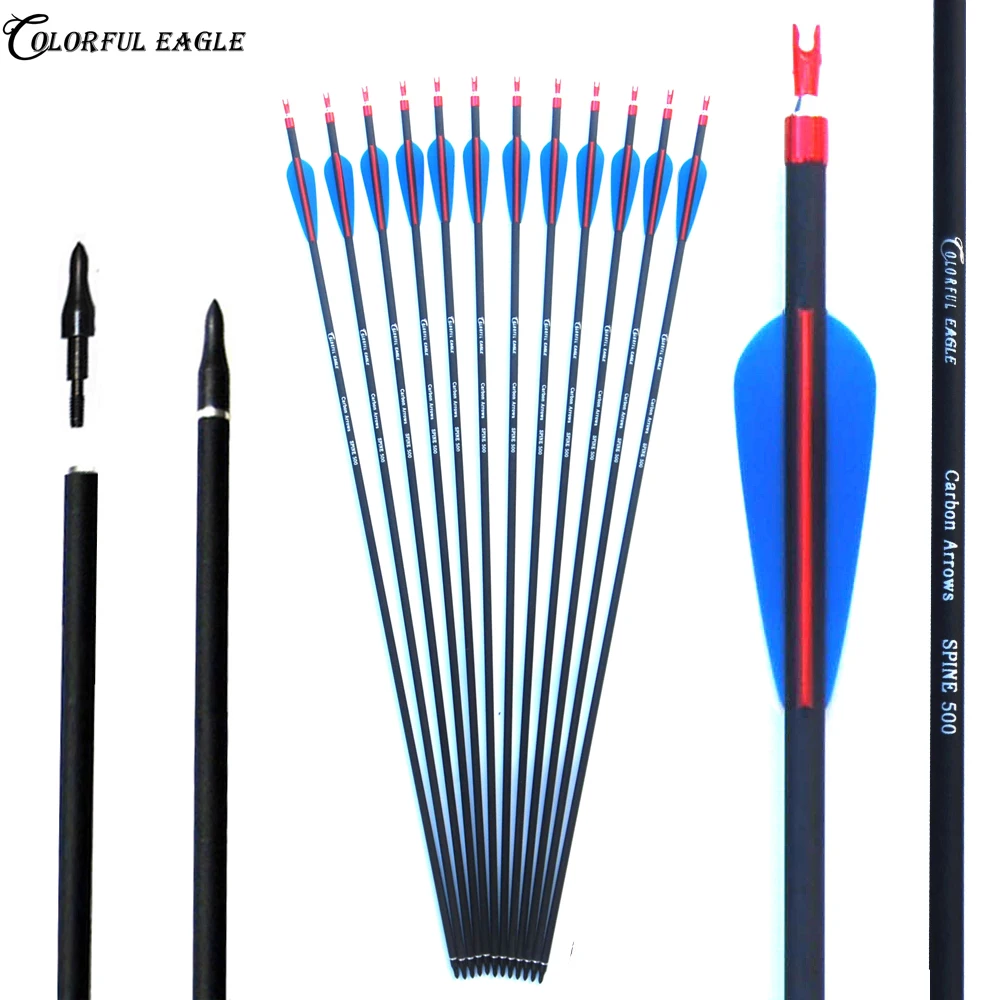 Карбоновые стрелы для стрельбы из лука 28/30/31 дюймов и охотничьего 3 дюйма