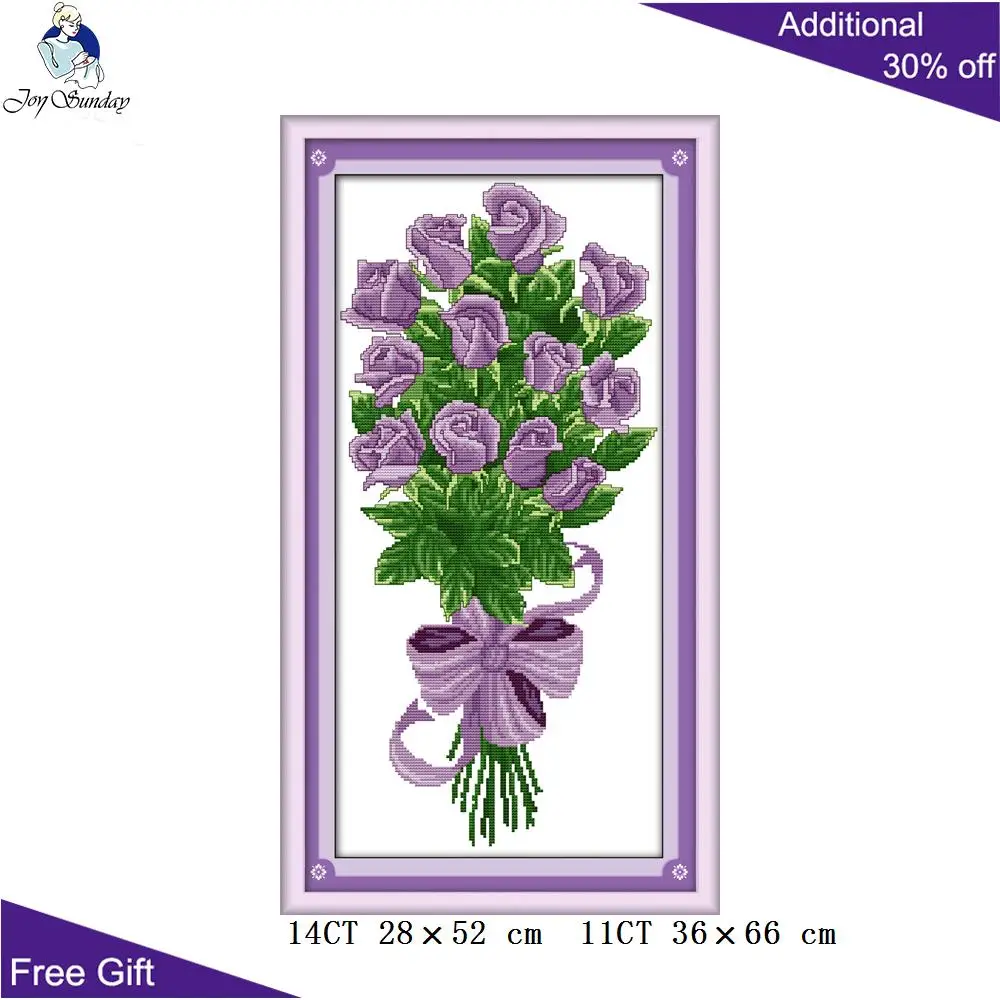 Joy Sunday цветок домашний декор H018(1)(2)(3)(4) 14CT 11CT подсчитанный штампованный подарок