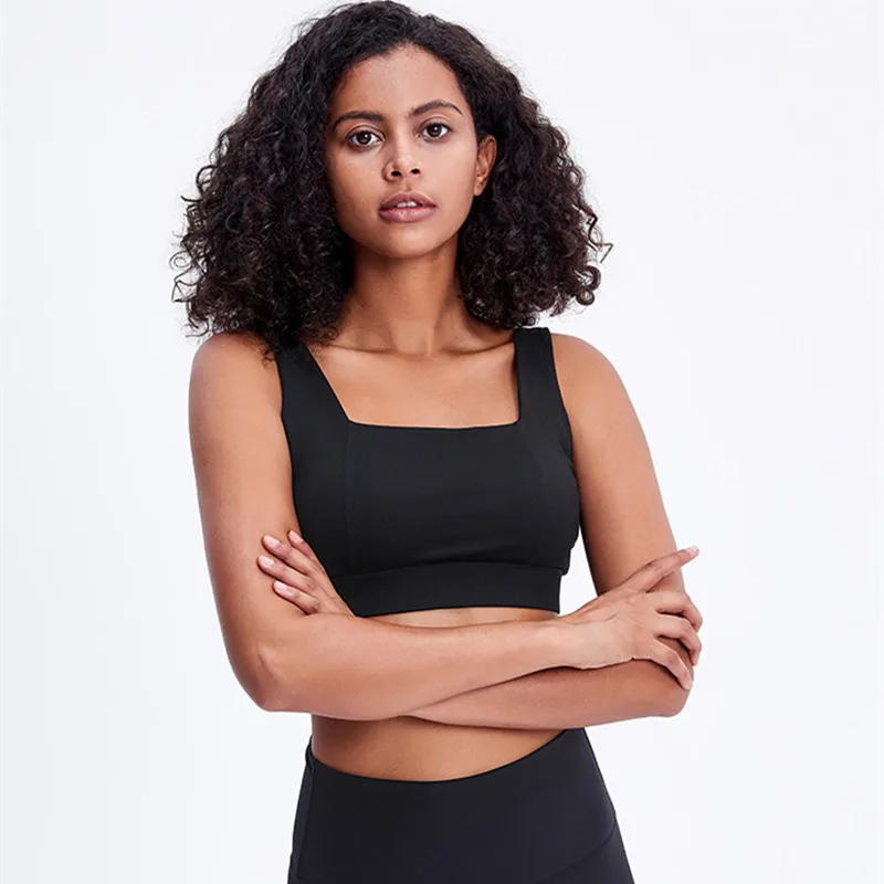 

2021 New Adjustable Buckle High Intensity Shockproof Sports Bra Female Breathable Yoga Bra Quick Dry Gym Solid Color Running Bra