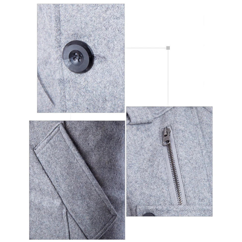 

New Arrival!! Stylish Men Winter Stand Collar Long Sleeve Double-breasted Woolen Trench Coat With Pockets Wholesale Dropshipping