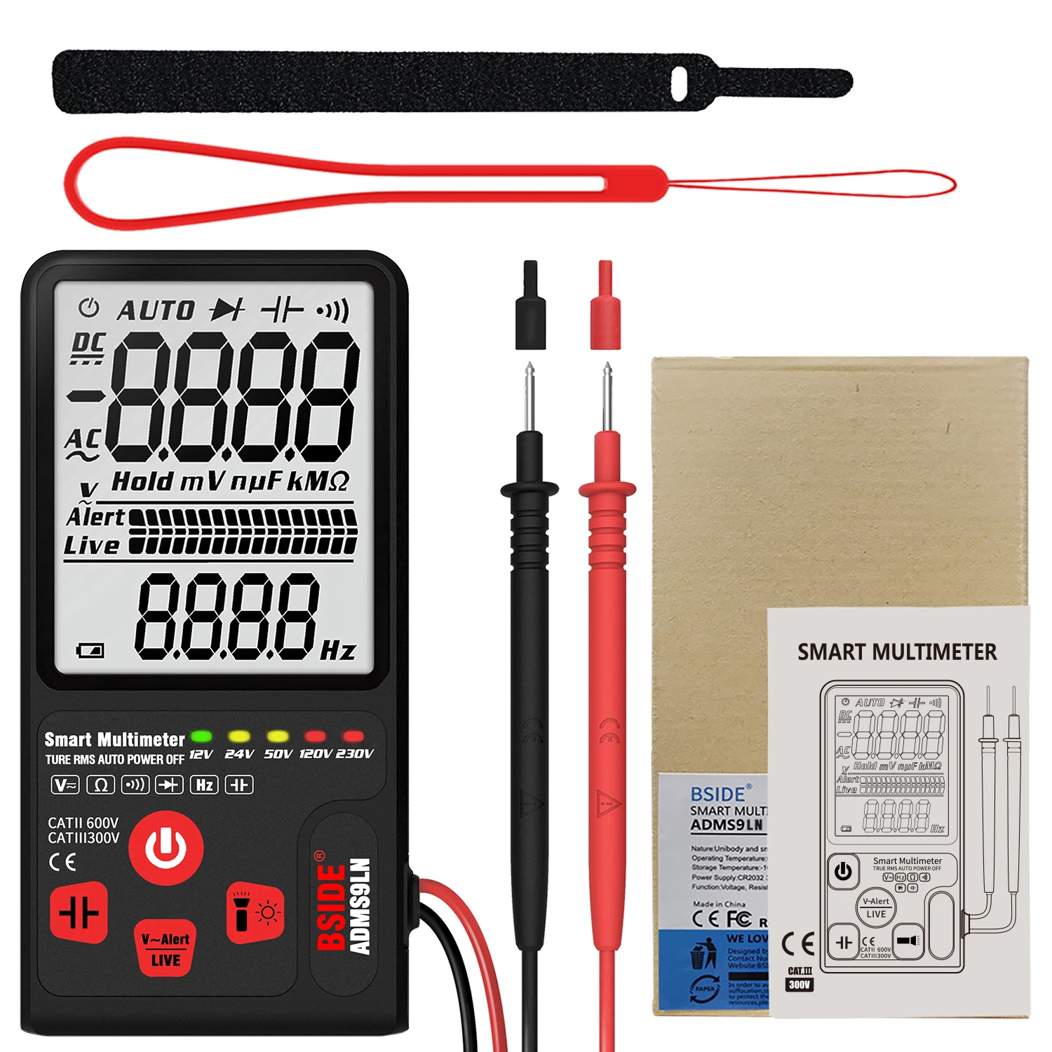 

BSIDE 9999 Counts Smart Multimeter True RMS Digital Multimeter Measuring AC/DC Voltage Resistance Frequency Voltage Meter