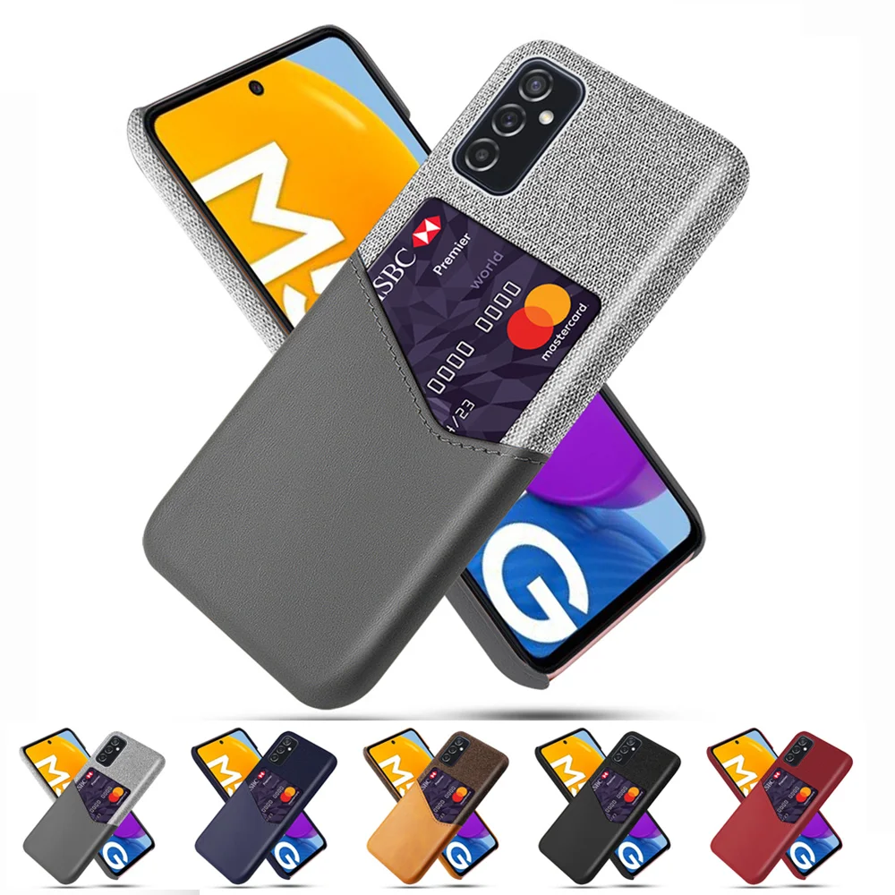 

For Samsung Galaxy M52 5G Case Cloth Fabric Case with ID Holder Slot Cover On For Samsung M52 5G Phone Cases Coque Funda Shell