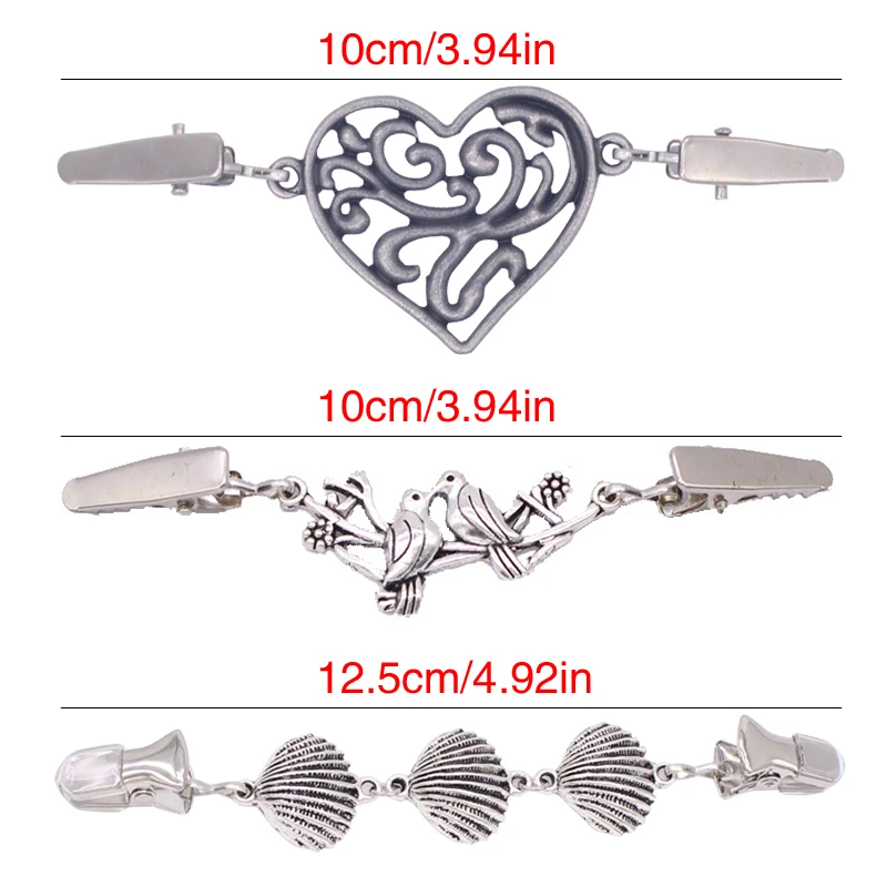 

6 Styles Chic Retro Clip Charm Alloy Clothing Collar Clasps Filigree Dress Cinch Cardigan Sweater Blouse Brooch Shawl Pin Decor