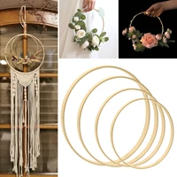 5pcs floral circle hoop set macrame craft wooden bamboo hoop rings for diy flower wreath wedding birthday baby shower decor