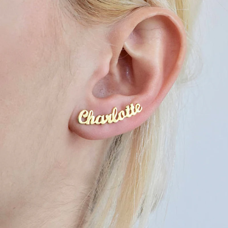 KristenCo Custom Name Stud Earrings Personalized Nameplate Stainless Steel Letter Stud Earrings For Women Jewelry Gift