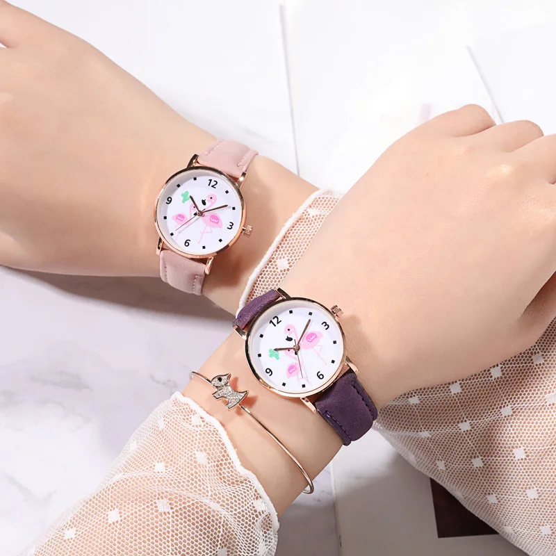 Эксклюзивные модные детские часы для женщин с рисунком гуся повседневные