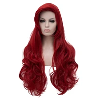 jessica rabbit wavy long wine red little mermaid princess ariel heat resistant synthetic hair cosplay costume wig wig cap