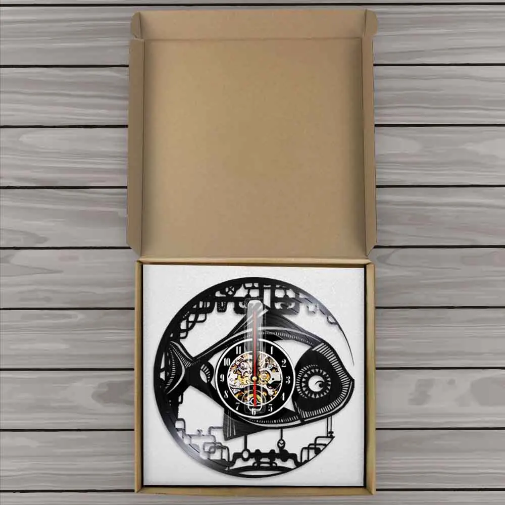Винтажные настенные часы в стиле стимпанк с роботом и рыбкой механические